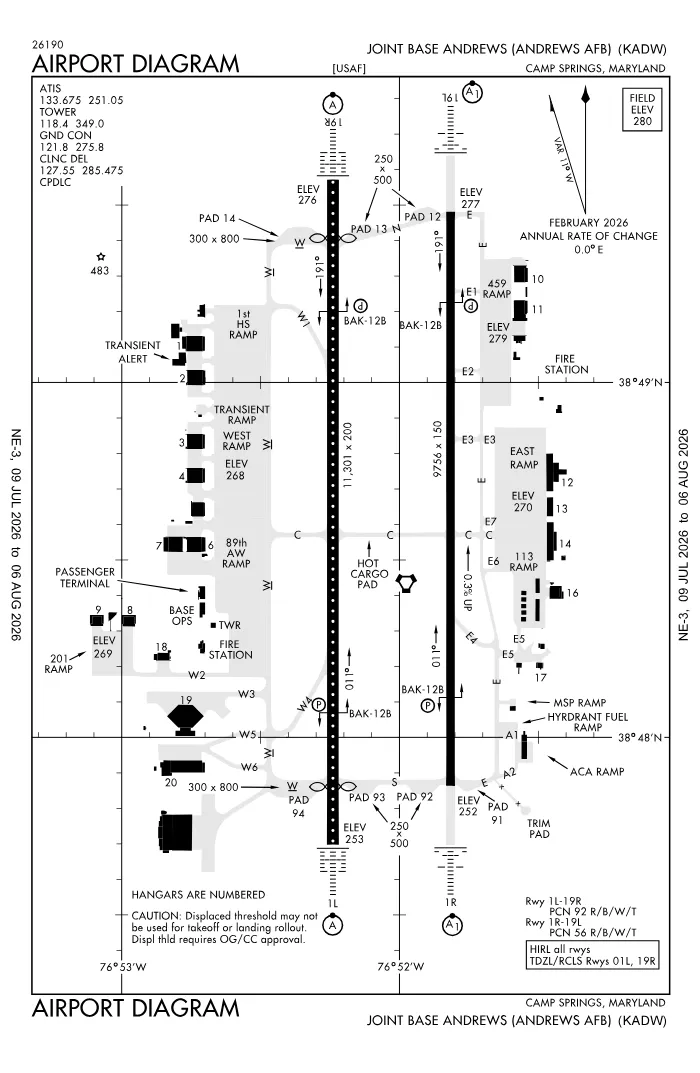 FAA airport diagram for KADW