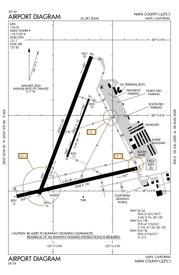FAA airport diagram for KAPC