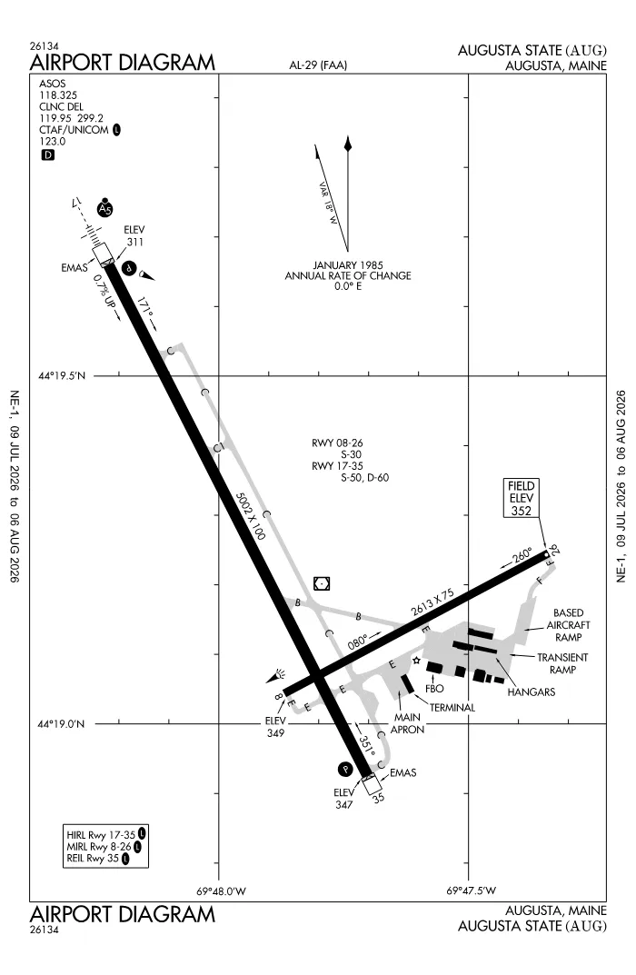 FAA airport diagram for KAUG