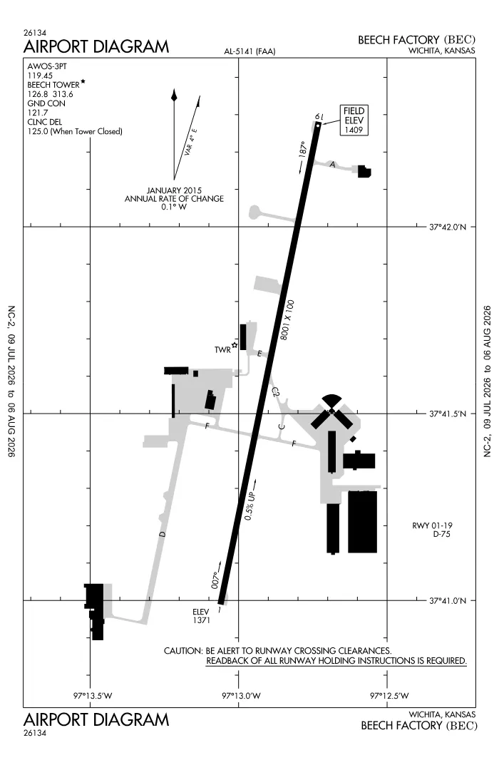 FAA airport diagram for KBEC