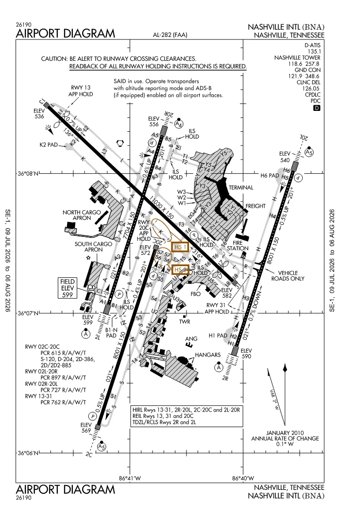 FAA airport diagram for KBNA