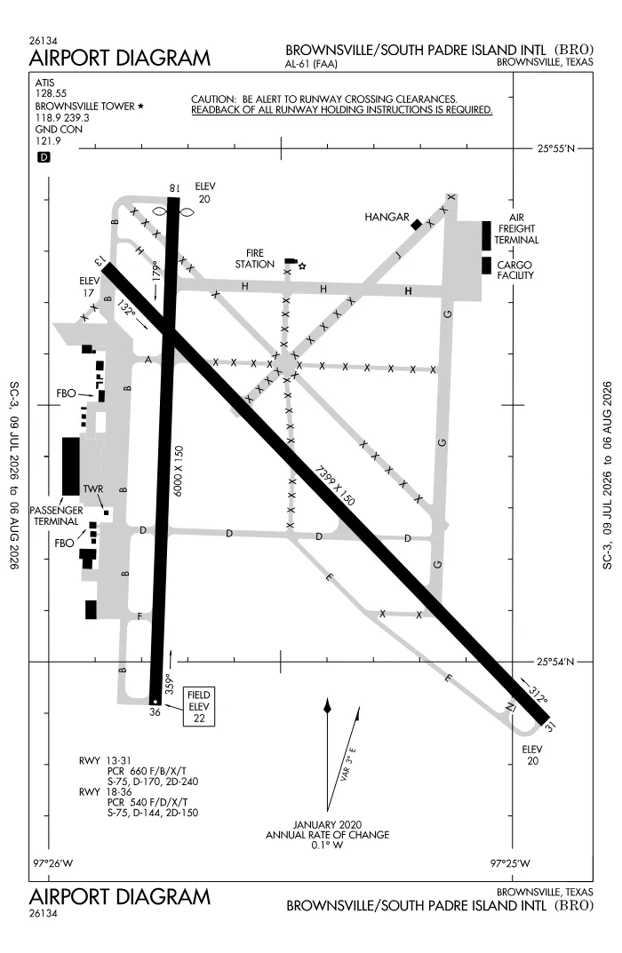 FAA airport diagram for KBRO