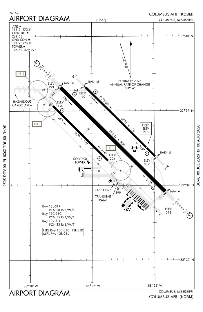 FAA airport diagram for KCBM