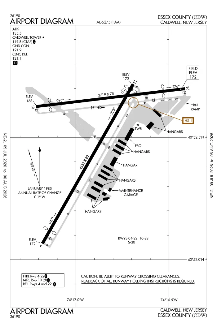 FAA airport diagram for KCDW