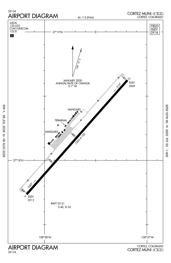 FAA airport diagram for KCEZ