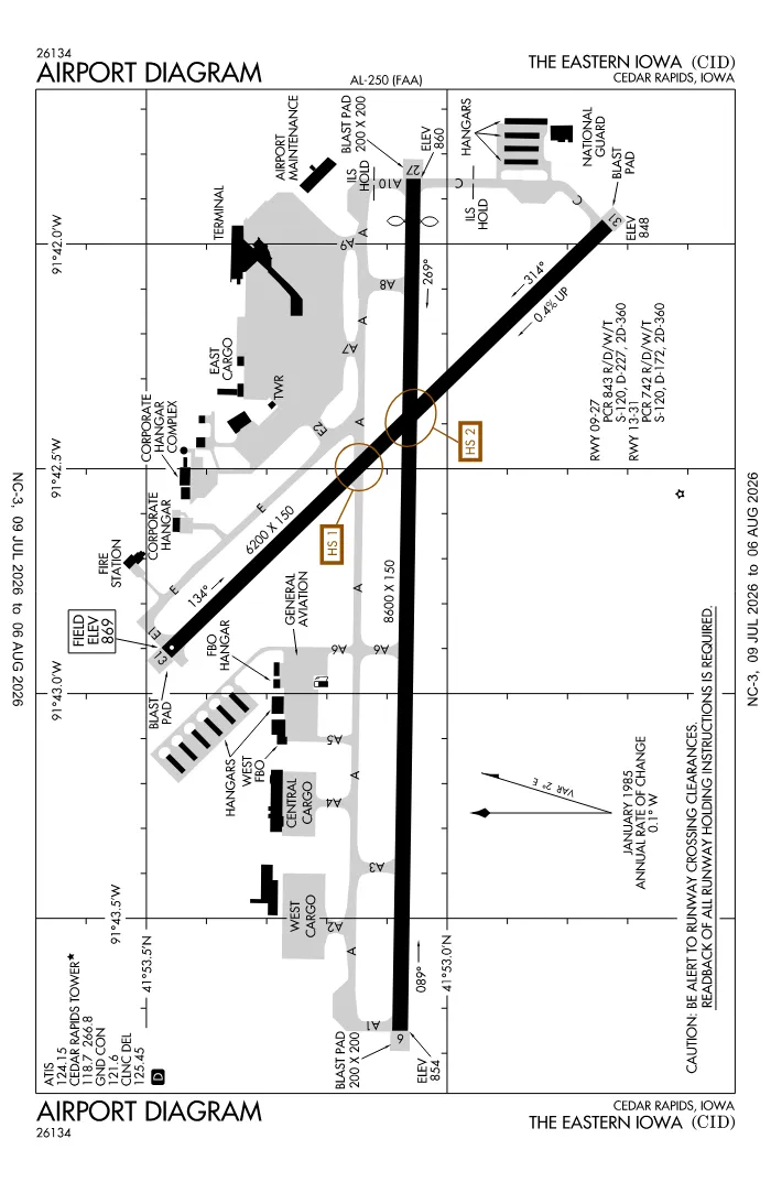 FAA airport diagram for KCID