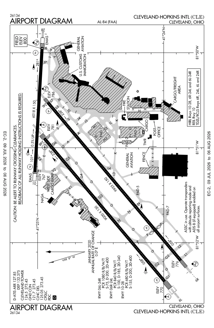 FAA airport diagram for KCLE