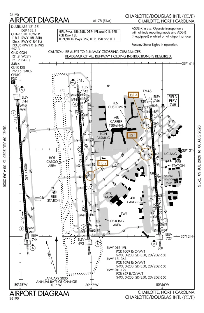 FAA airport diagram for KCLT