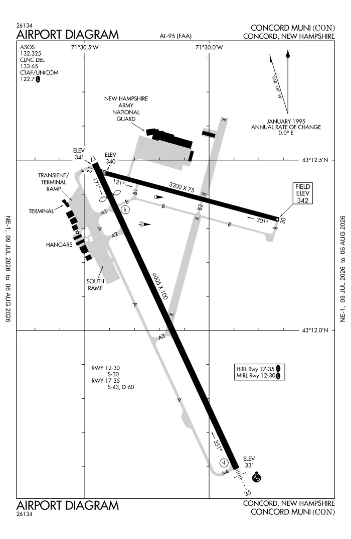 FAA airport diagram for KCON