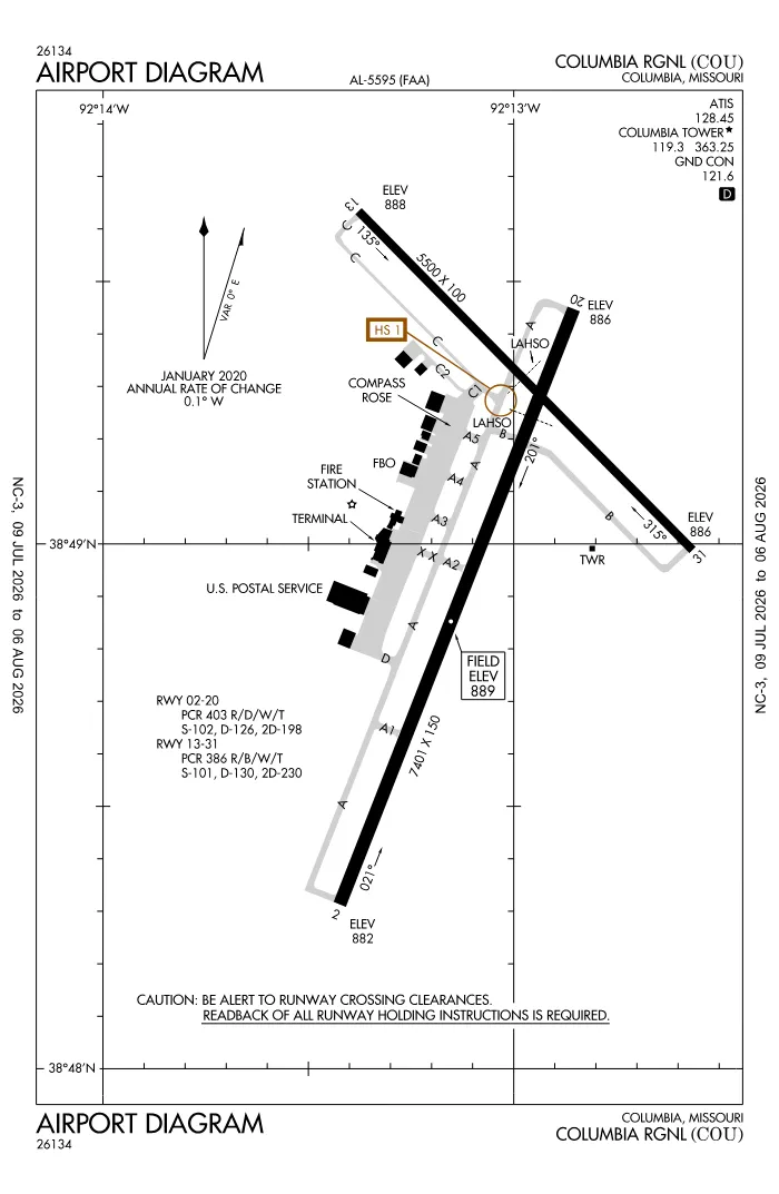 FAA airport diagram for KCOU