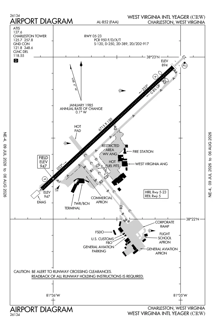 FAA airport diagram for KCRW