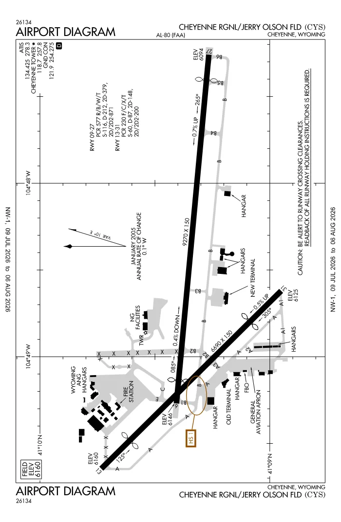 FAA airport diagram for KCYS