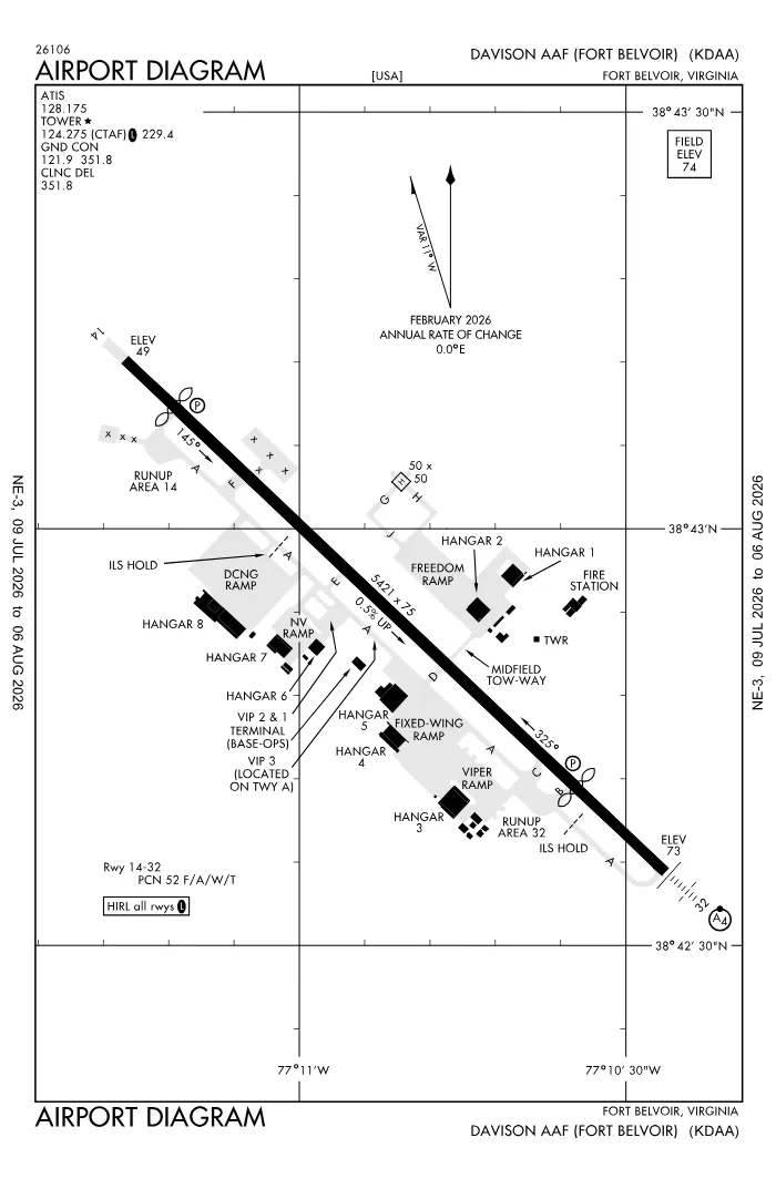 FAA airport diagram for KDAA