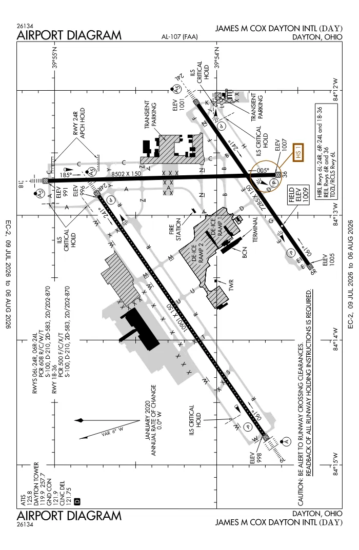 FAA airport diagram for KDAY