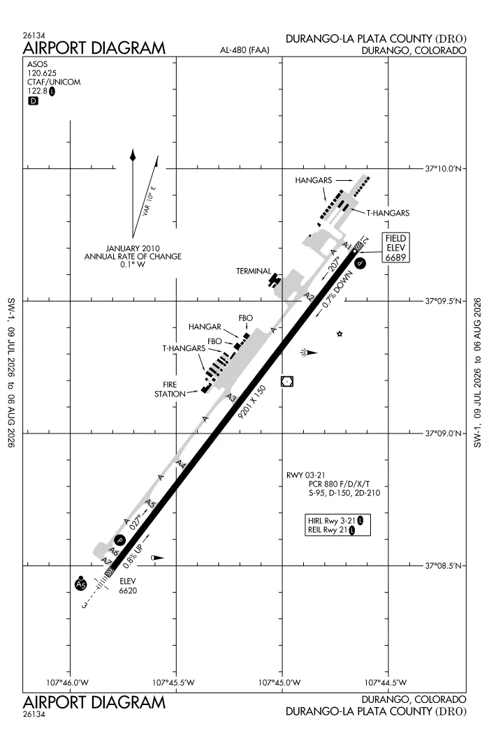 FAA airport diagram for KDRO
