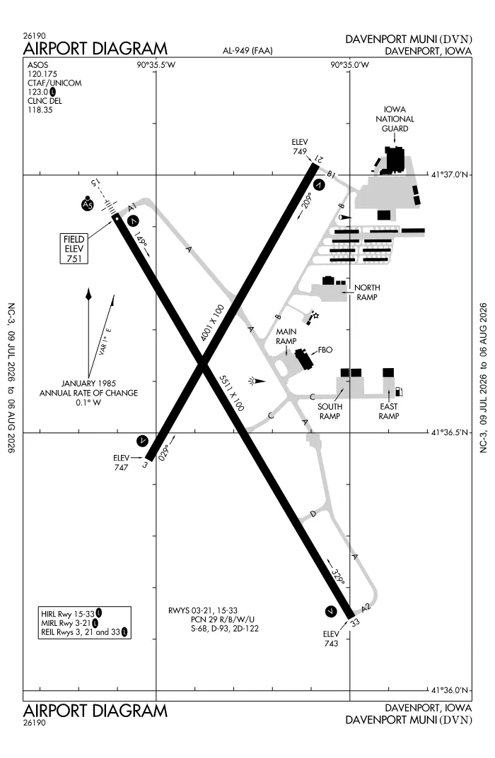 FAA airport diagram for KDVN