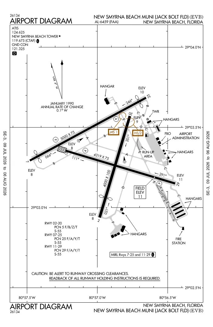 FAA airport diagram for KEVB