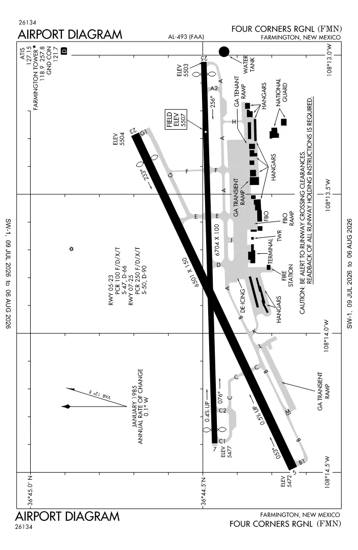 FAA airport diagram for KFMN