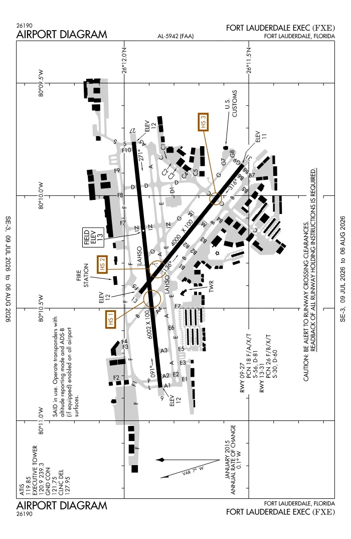 FAA airport diagram for KFXE