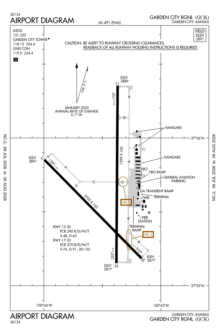 FAA airport diagram for KGCK