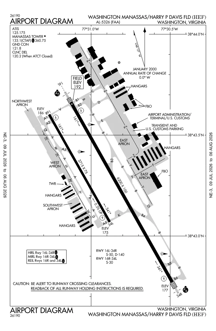 FAA airport diagram for KHEF
