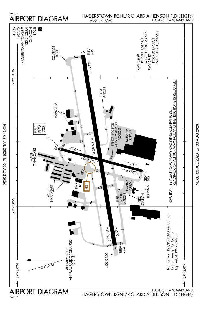 FAA airport diagram for KHGR