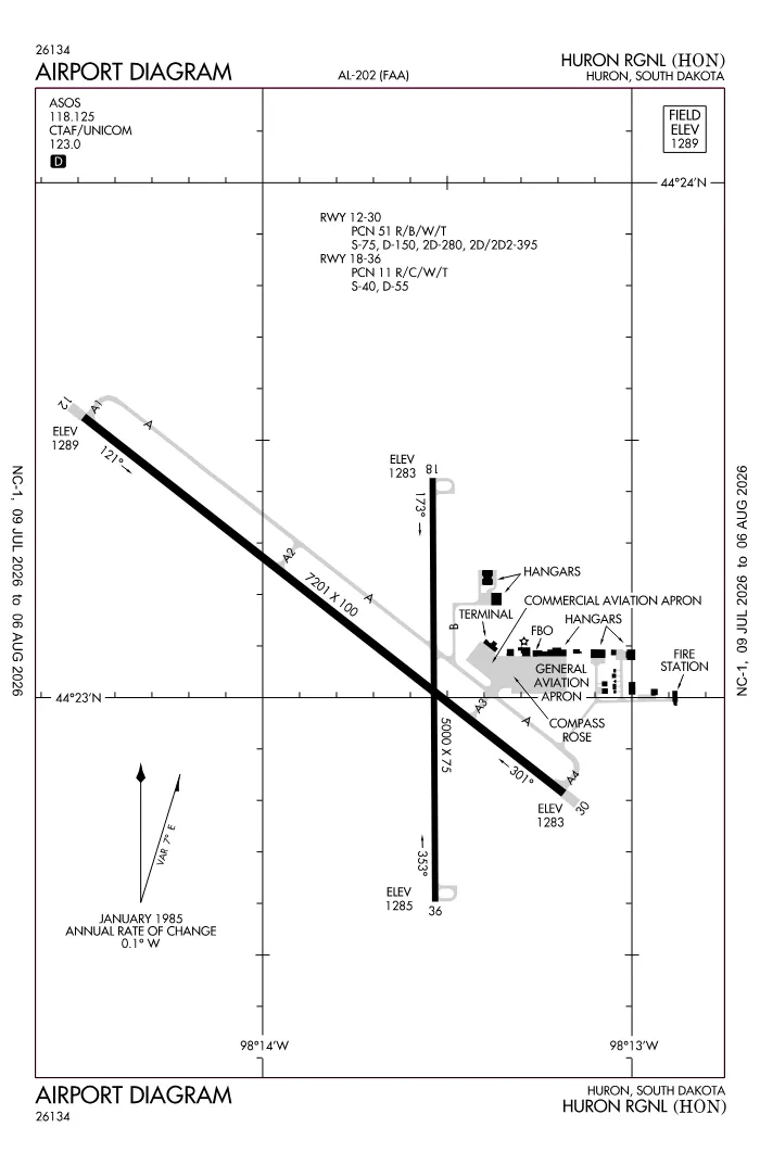 FAA airport diagram for KHON