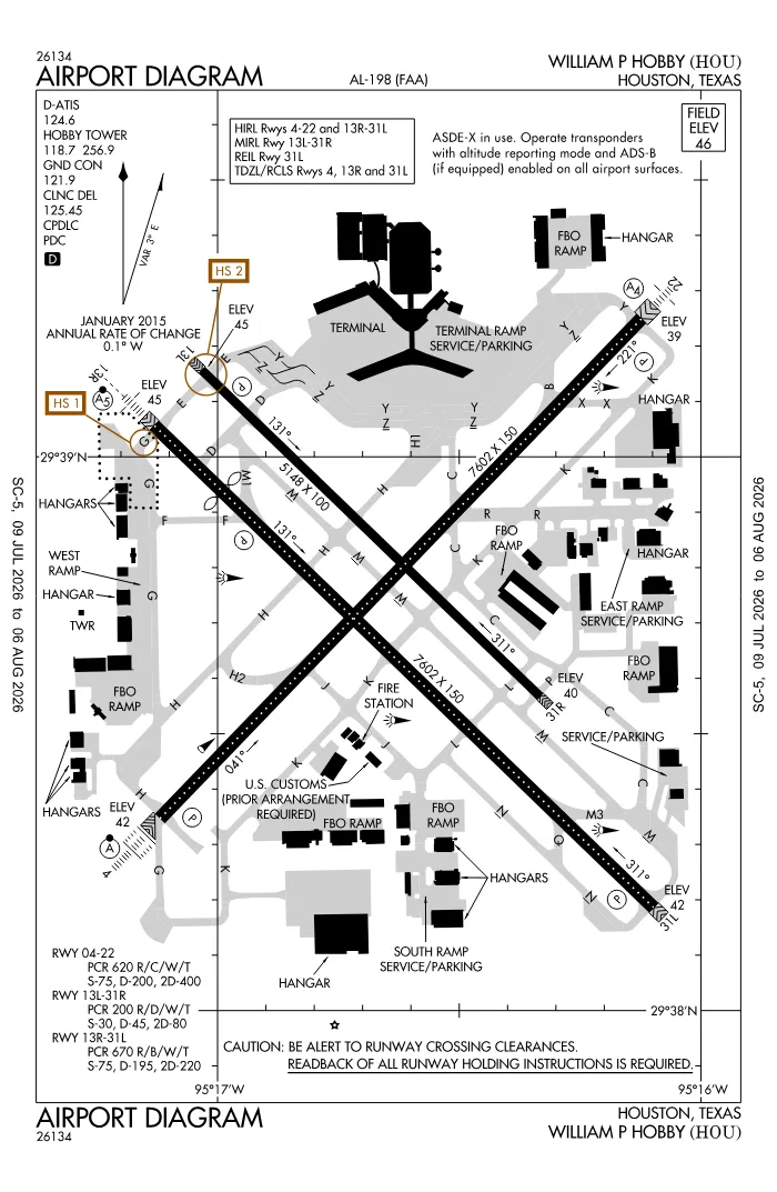 FAA airport diagram for KHOU