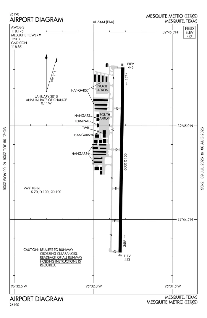 FAA airport diagram for KHQZ