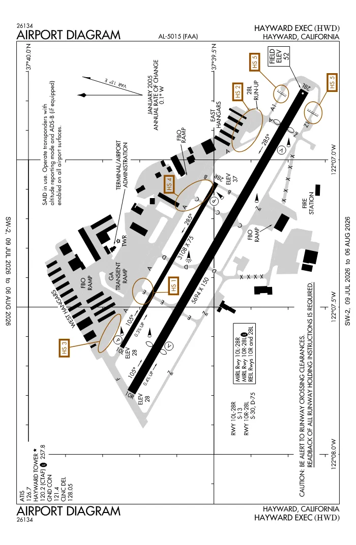 FAA airport diagram for KHWD
