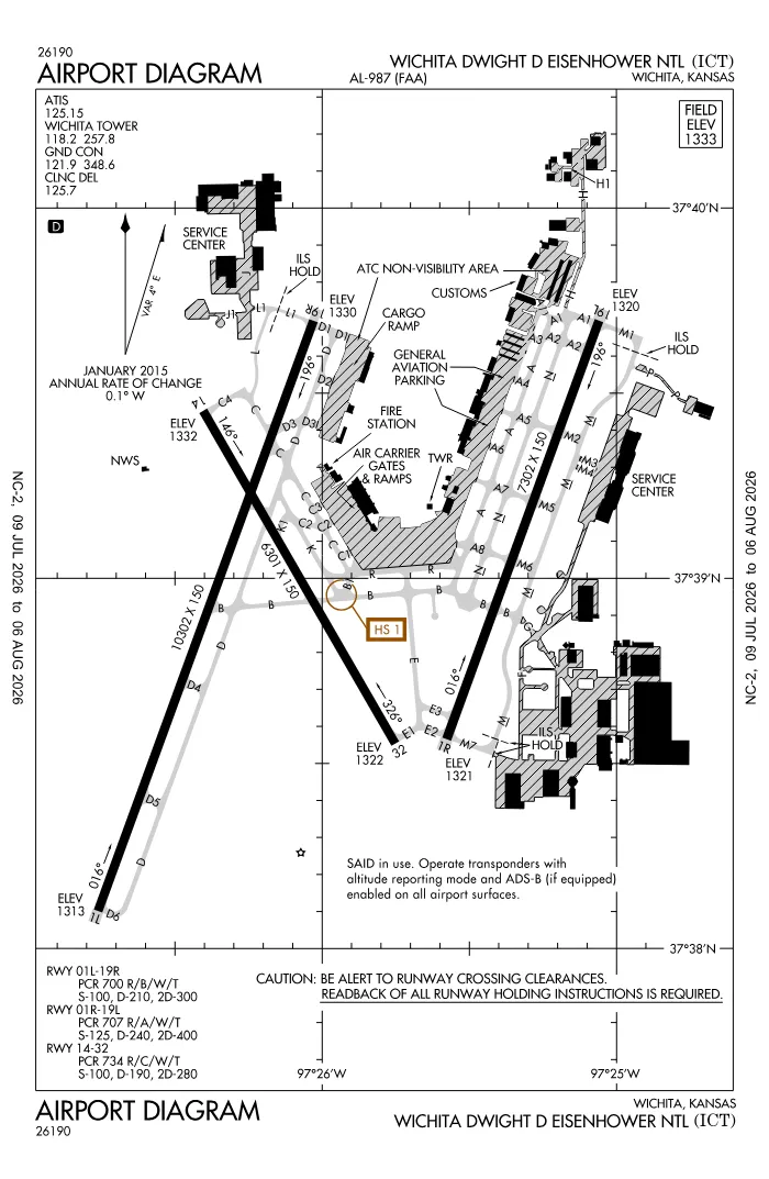 FAA airport diagram for KICT