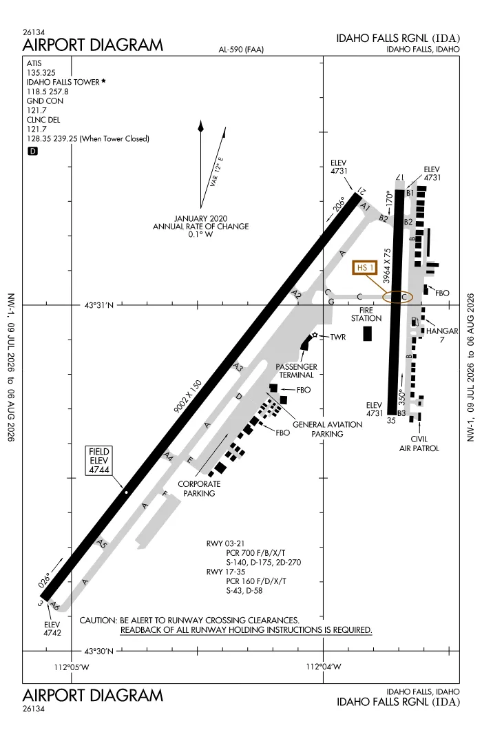 FAA airport diagram for KIDA