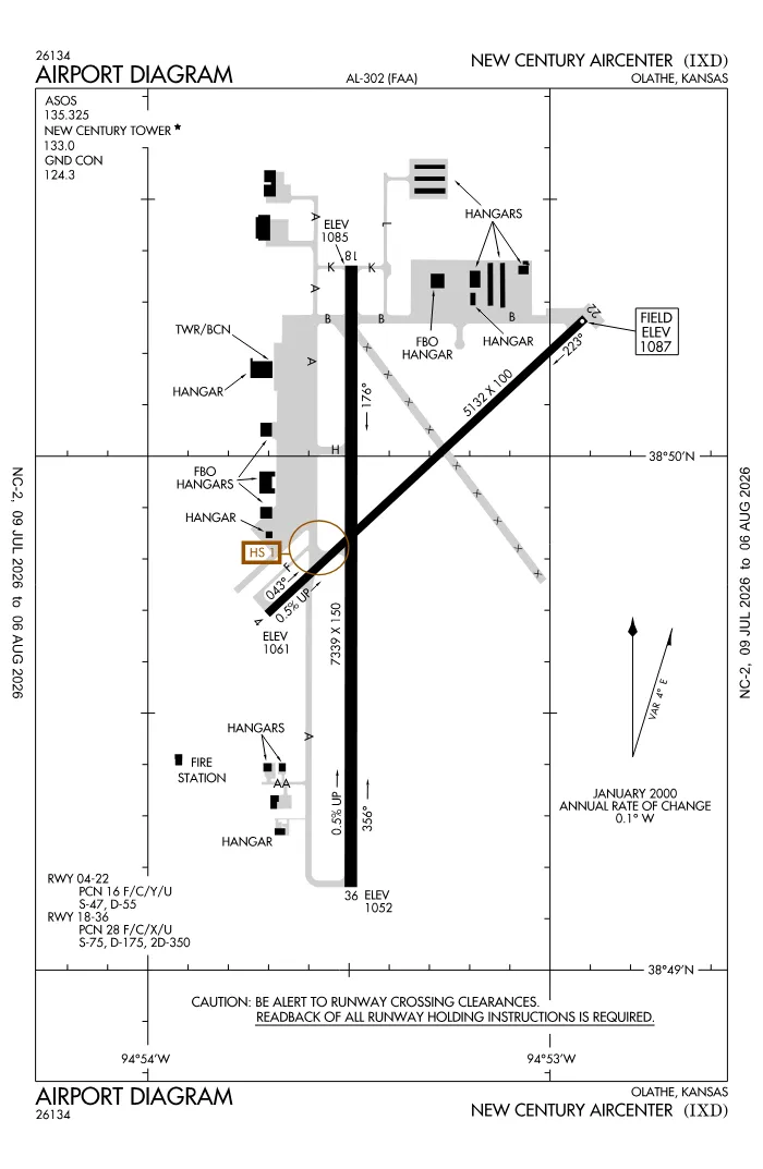 FAA airport diagram for KIXD