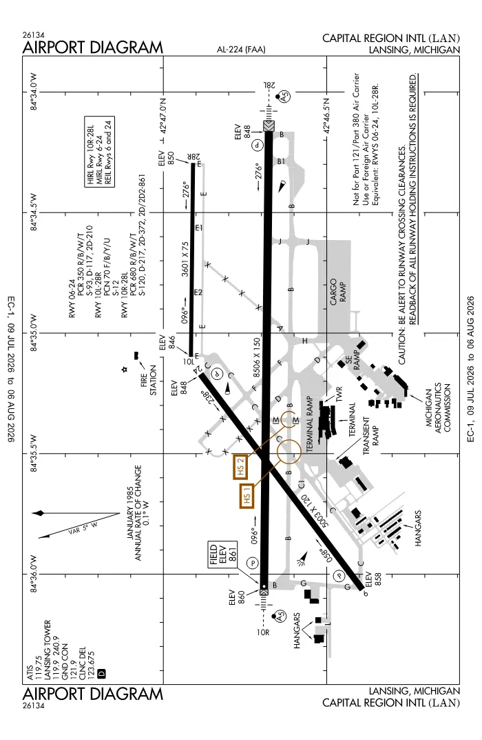 FAA airport diagram for KLAN