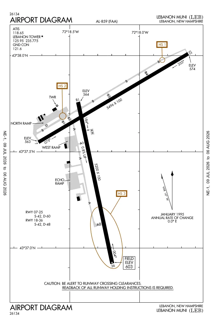 FAA airport diagram for KLEB