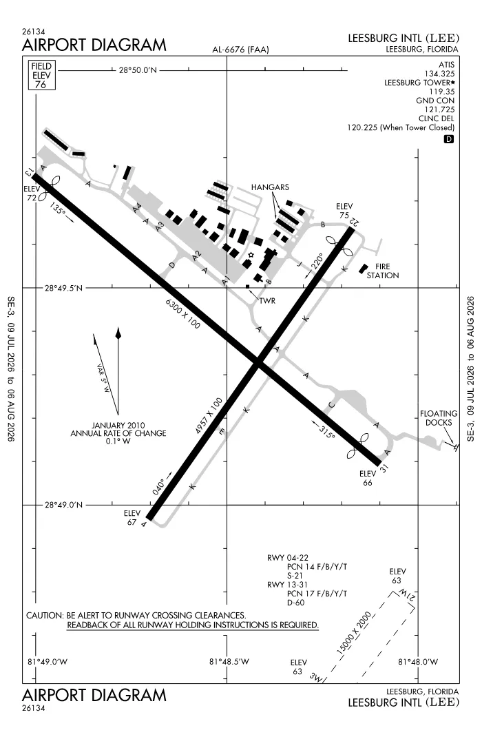 FAA airport diagram for KLEE