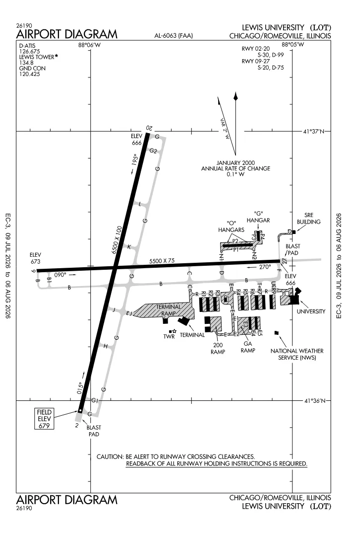 FAA airport diagram for KLOT