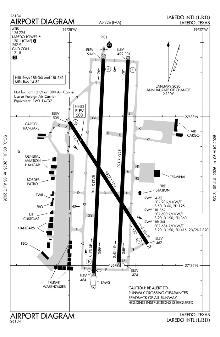 FAA airport diagram for KLRD