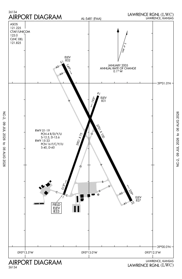 FAA airport diagram for KLWC