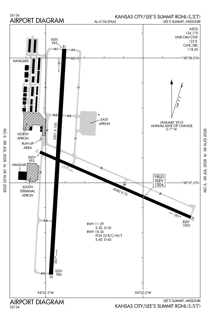 FAA airport diagram for KLXT