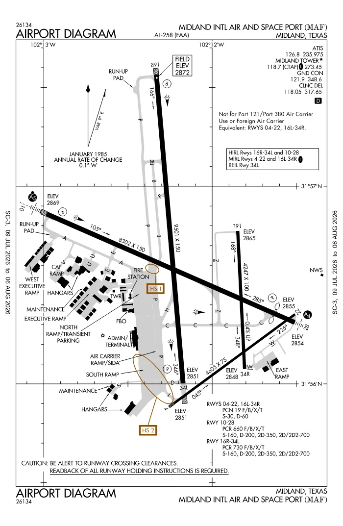 FAA airport diagram for KMAF