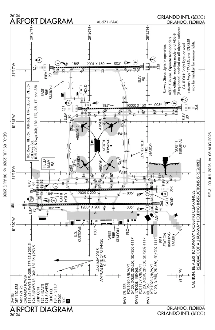 FAA airport diagram for KMCO