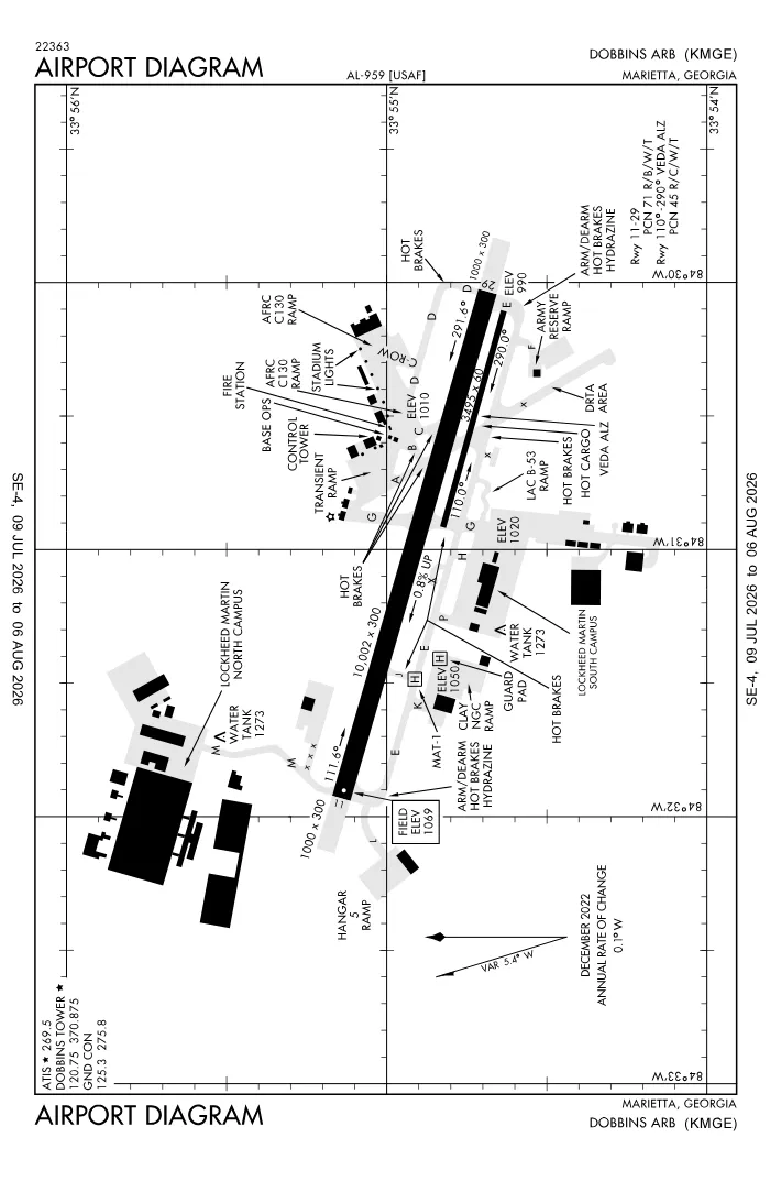 FAA airport diagram for KMGE