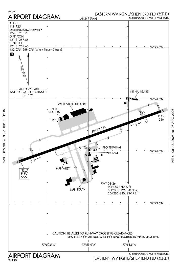 FAA airport diagram for KMRB