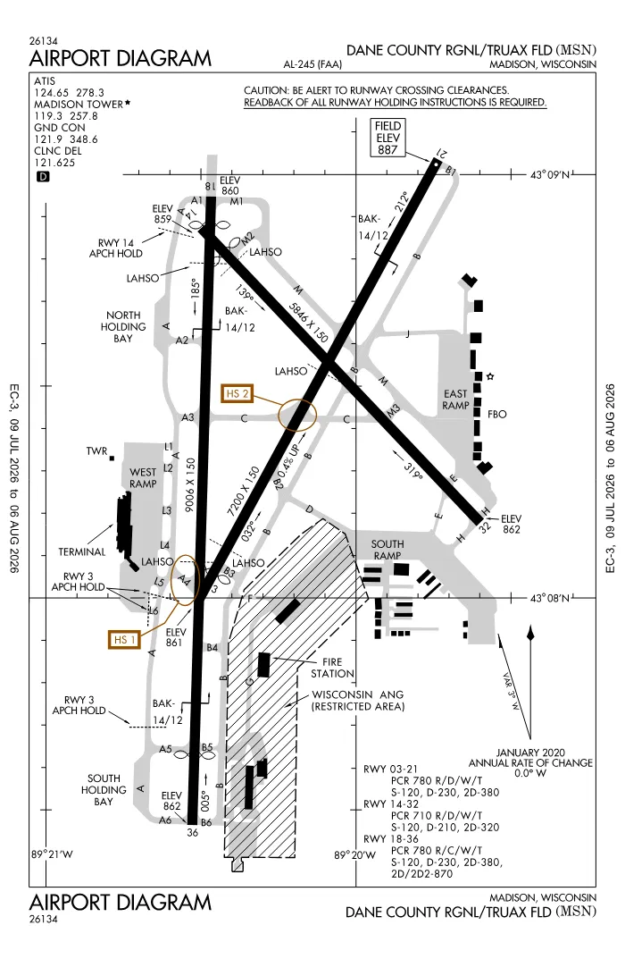 FAA airport diagram for KMSN