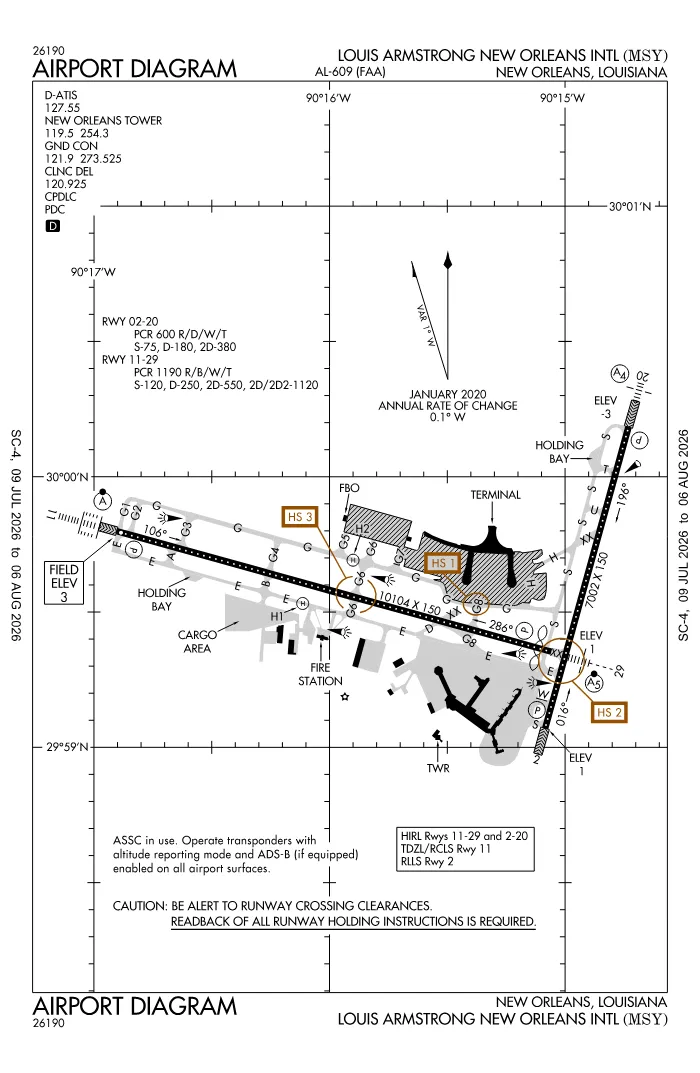FAA airport diagram for KMSY