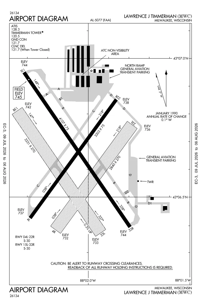 FAA airport diagram for KMWC