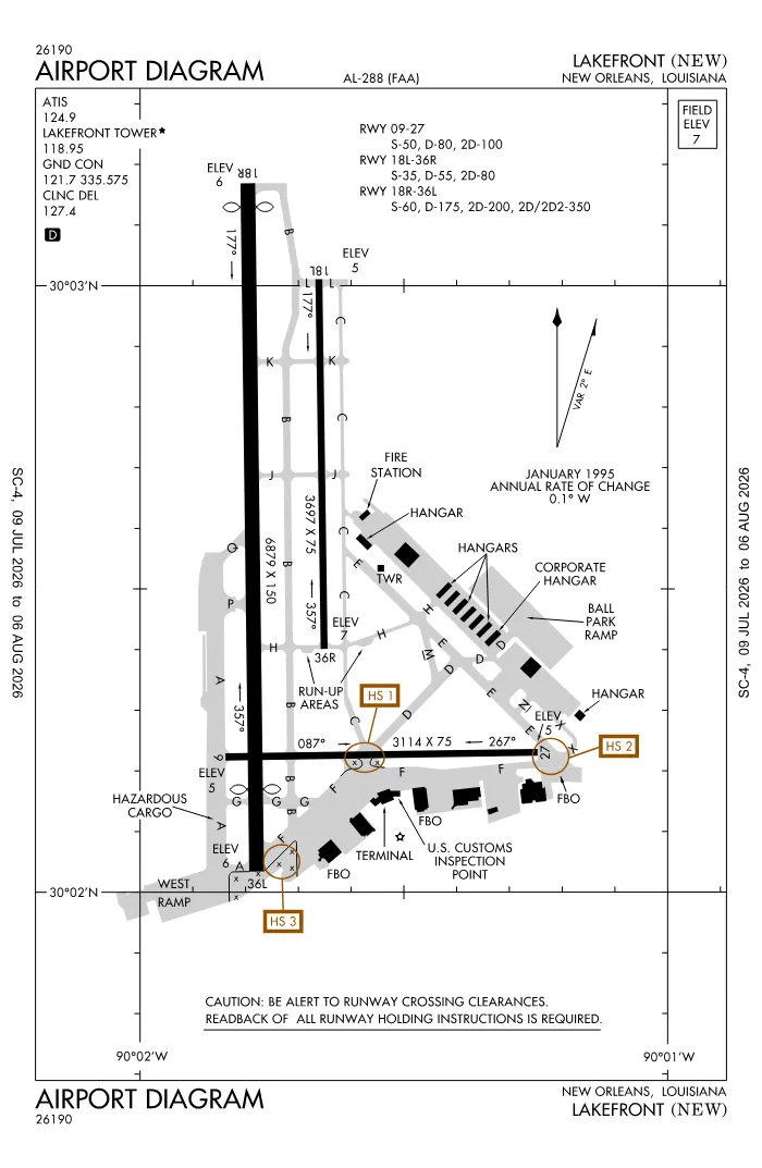 FAA airport diagram for KNEW