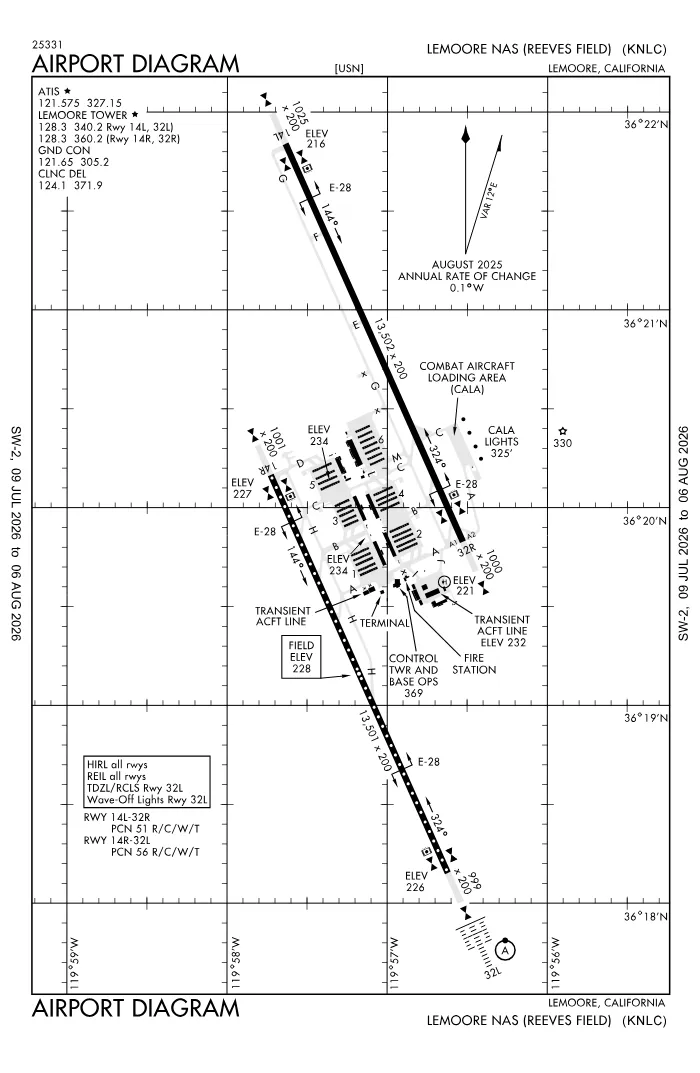 FAA airport diagram for KNLC