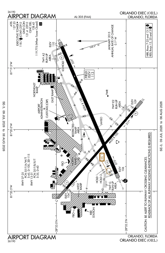 FAA airport diagram for KORL
